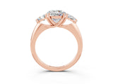 Rose gold Three-Stone Round Cut Cut Diamond Ring with Trillion Side Stones and Four-Prong Setting_3