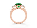 Rose gold Three-Stone Round Cut Cut Diamond Ring with Trillion Side Stones and Four-Prong Setting_3