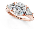 Rose gold Three-Stone Round Cut Cut Diamond Ring with Trillion Side Stones and Four-Prong Setting_4