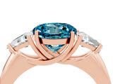 Rose gold Three-Stone Round Cut Cut Diamond Ring with Trillion Side Stones and Four-Prong Setting_4