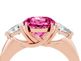 Rose gold Three-Stone Round Cut Cut Diamond Ring with Trillion Side Stones and Four-Prong Setting_4