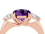 Rose gold Three-Stone Round Cut Cut Diamond Ring with Trillion Side Stones and Four-Prong Setting_4