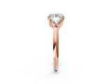 Rose gold Three-Stone Round Cut Cut Diamond Ring with Trillion Side Stones and Four-Prong Setting_5
