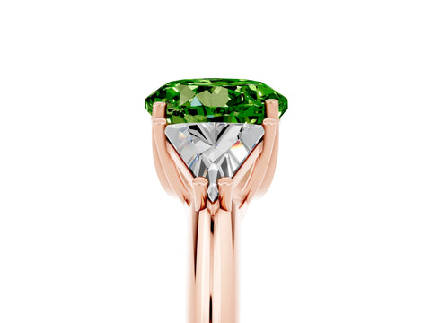 Rose gold Three-Stone Round Cut Cut Diamond Ring with Trillion Side Stones and Four-Prong Setting_5