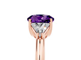 Rose gold Three-Stone Round Cut Cut Diamond Ring with Trillion Side Stones and Four-Prong Setting_5