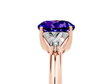 Rose gold Three-Stone Round Cut Cut Diamond Ring with Trillion Side Stones and Four-Prong Setting_5