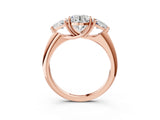 Rose gold Three-Stone Round Cut Cut Diamond Ring with Trillion Side Stones and Four-Prong Setting_6