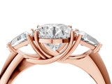 Rose gold Three-Stone Round Cut Cut Diamond Ring with Trillion Side Stones and Four-Prong Setting_7