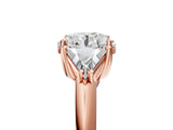 Rose gold Three-Stone Round Cut Cut Diamond Ring with Trillion Side Stones and Four-Prong Setting_8