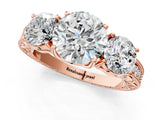 Rose gold Three-Stone Round Cut Cut Milgrain Pavé Engagement Ring_8