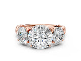 Rose gold Three-Stone Round Cut Diamond Braided Band Ring with Four-Prong Setting_37