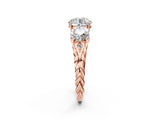 Rose gold Three-Stone Round Cut Diamond Braided Band Ring with Four-Prong Setting_39