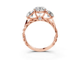 Rose gold Three-Stone Round Cut Diamond Braided Band Ring with Four-Prong Setting_40