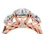 Rose gold Three-Stone Round Cut Diamond Braided Band Ring with Four-Prong Setting_41