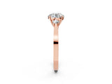 Rose gold Three-Stone Round Cut Diamond Cathedral Engagement Ring with Prong Setting_8