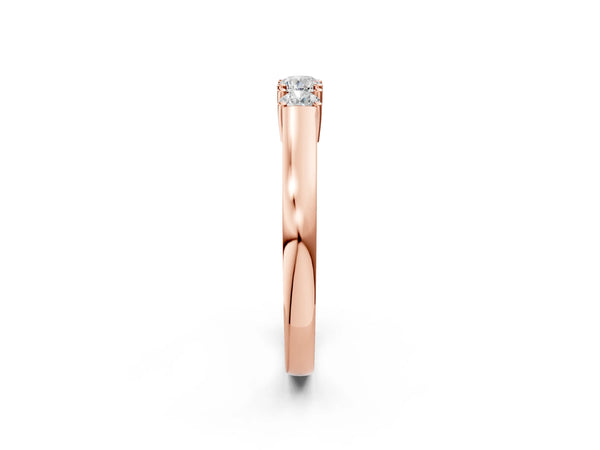 Rose gold Three-Stone Round Cut Diamond Channel Set Band with Prong Setting