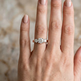 Rose gold Three-Stone Round Cut Diamond Engagement Ring with Flat Band and Four-Prong Setting_22