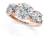 Rose gold Three-Stone Round Cut Diamond Engagement Ring with Flat Band and Four-Prong Setting_24