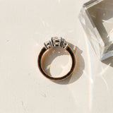 Rose gold Three-Stone Round Cut Diamond Engagement Ring with Flat Band and Four-Prong Setting_25