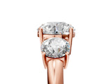 Rose gold Three-Stone Round Cut Diamond Engagement Ring with Prong Setting on a White Gold Band_11