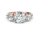 Rose gold Three-Stone Round Cut Diamond Engagement Ring with Prong Setting on a White Gold Band_30