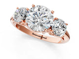 Rose gold Three-Stone Round Cut Diamond Engagement Ring with Prong Setting on a White Gold Band_31