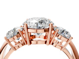 Rose gold Three-Stone Round Cut Diamond Engagement Ring with Prong Setting on a White Gold Band_34
