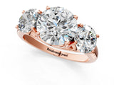 Rose gold Three-Stone Round Cut Diamond Engagement Ring with Prong Setting_4