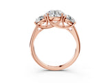 Rose gold Three-Stone Round Cut Diamond Engagement Ring with Prong Setting_6