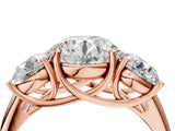 Rose gold Three-Stone Round Cut Diamond Engagement Ring with Prong Setting_7