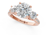Rose gold Three-Stone Round Cut Diamond Pavé Band with Four-Prong Setting_37