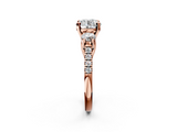 Rose gold Three-Stone Round Cut Diamond Pavé Band with Four-Prong Setting_38