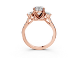 Rose gold Three-Stone Round Cut Diamond Pavé Band with Four-Prong Setting_39
