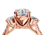 Rose gold Three-Stone Round Cut Diamond Pavé Band with Four-Prong Setting_40