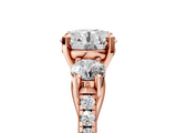 Rose gold Three-Stone Round Cut Diamond Pavé Band with Four-Prong Setting_41