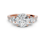 Rose gold Three-Stone Round Cut Diamond Pavé Band with Prong Setting_18