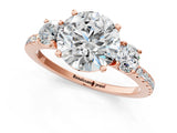 Rose gold Three-Stone Round Cut Diamond Pavé Band with Prong Setting_19