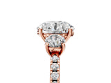 Rose gold Three-Stone Round Cut Diamond Pavé Band with Prong Setting_23