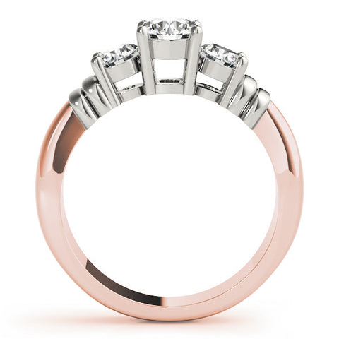 Rose gold Three-Stone Round Cut Diamond Ring with Channel Band and Prong Setting 2