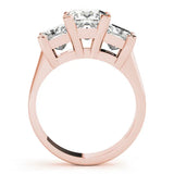 Rose gold Three-Stone Round Cut Diamond Ring with Channel Set Band and Four-Prong Setting 2