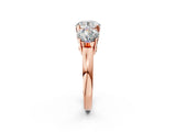 Rose gold Three-Stone Round Cut Diamond Ring with Channel Set Band and Four-Prong Setting_20