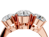 Rose gold Three-Stone Round Cut Diamond Ring with Channel Set Band and Four-Prong Setting_22