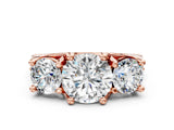 Rose gold Three-Stone Round Cut Diamond Ring with Channel-Set Band and Four-Prong Setting_69