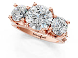 Rose gold Three-Stone Round Cut Diamond Ring with Channel-Set Band and Four-Prong Setting_70