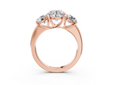 Rose gold Three-Stone Round Cut Diamond Ring with Channel-Set Band and Four-Prong Setting_81