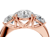 Rose gold Three-Stone Round Cut Diamond Ring with Channel-Set Band and Four-Prong Setting_82