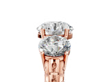Rose gold Three-Stone Round Cut Diamond Ring with Channel-Set Band and Prong Setting_11