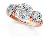 Rose gold Three-Stone Round Cut Diamond Ring with Channel-Set Band and Prong Setting_7