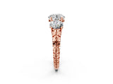Rose gold Three-Stone Round Cut Diamond Ring with Channel-Set Band and Prong Setting_8