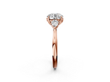 Rose gold Three-Stone Round Cut Diamond Ring with Pear Side Stones in Four-Prong Setting_159